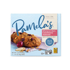 Pamela's close-up of bar texture with almonds and cranberries, highlights real ingredients