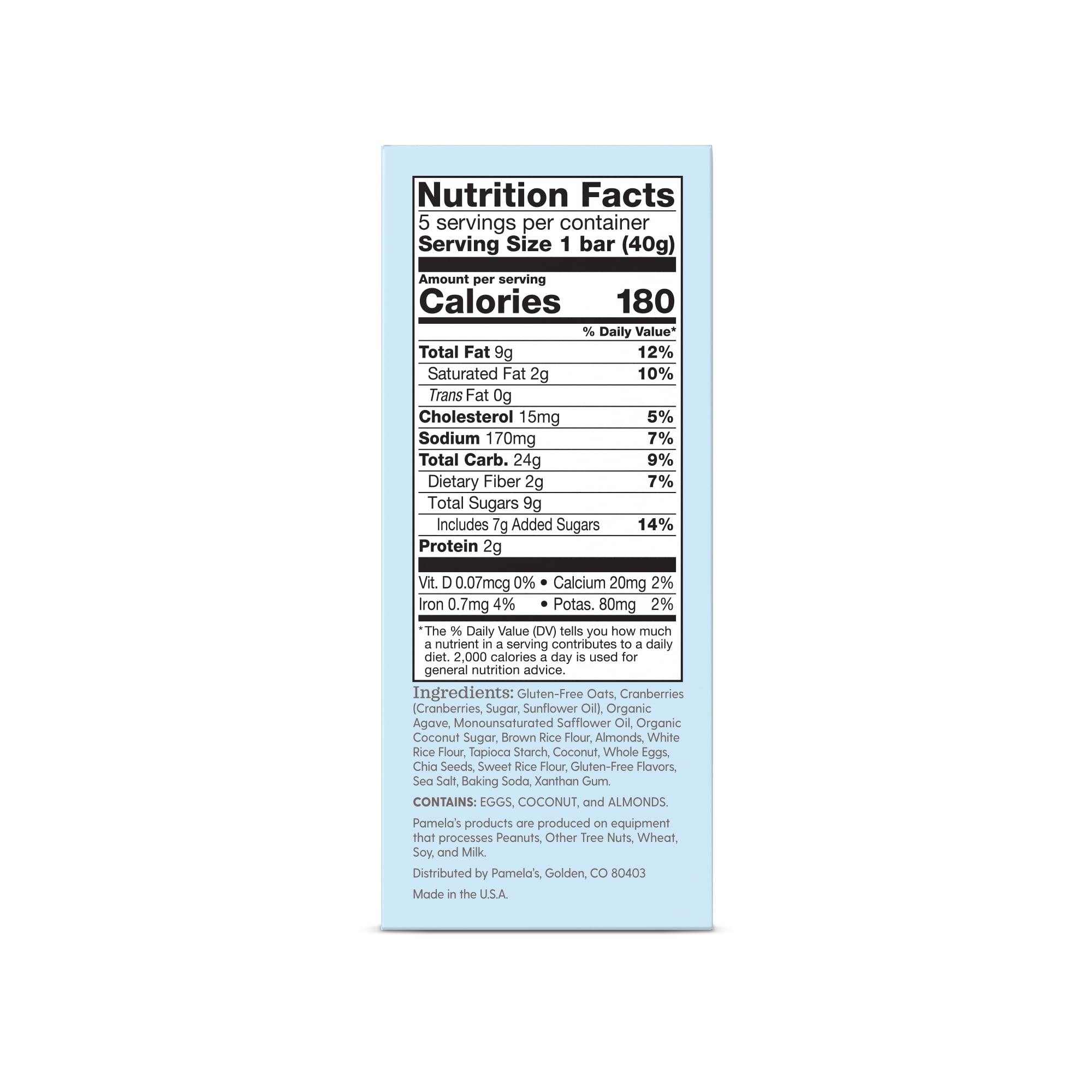Pamela's label close-up showing vegan and kosher icons, verifies dietary suitability