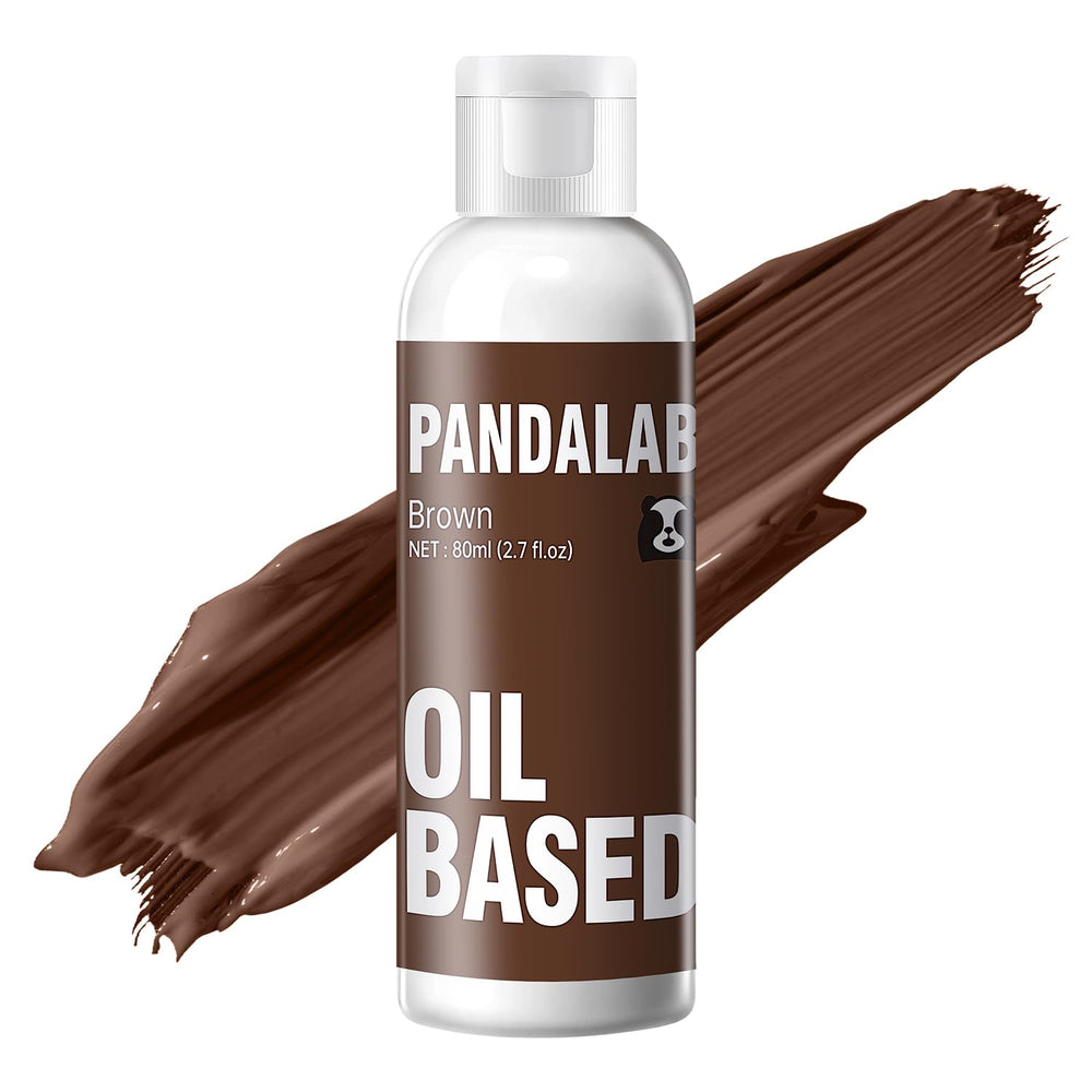 Pandalab brown dye dropper close-up showing smooth oil texture for even blending
