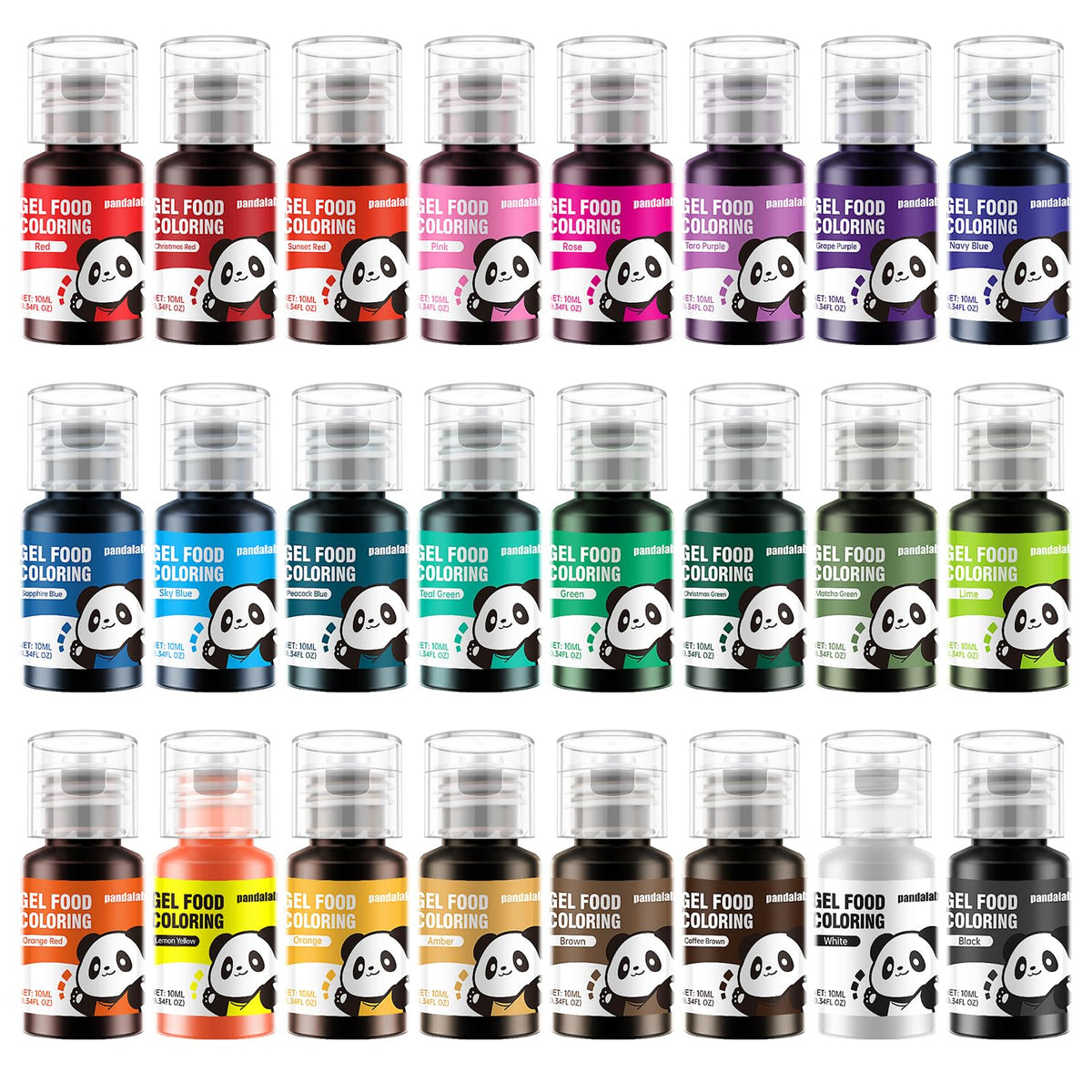 Pandalab front packaging showing 24 vibrant gel colors and benefits