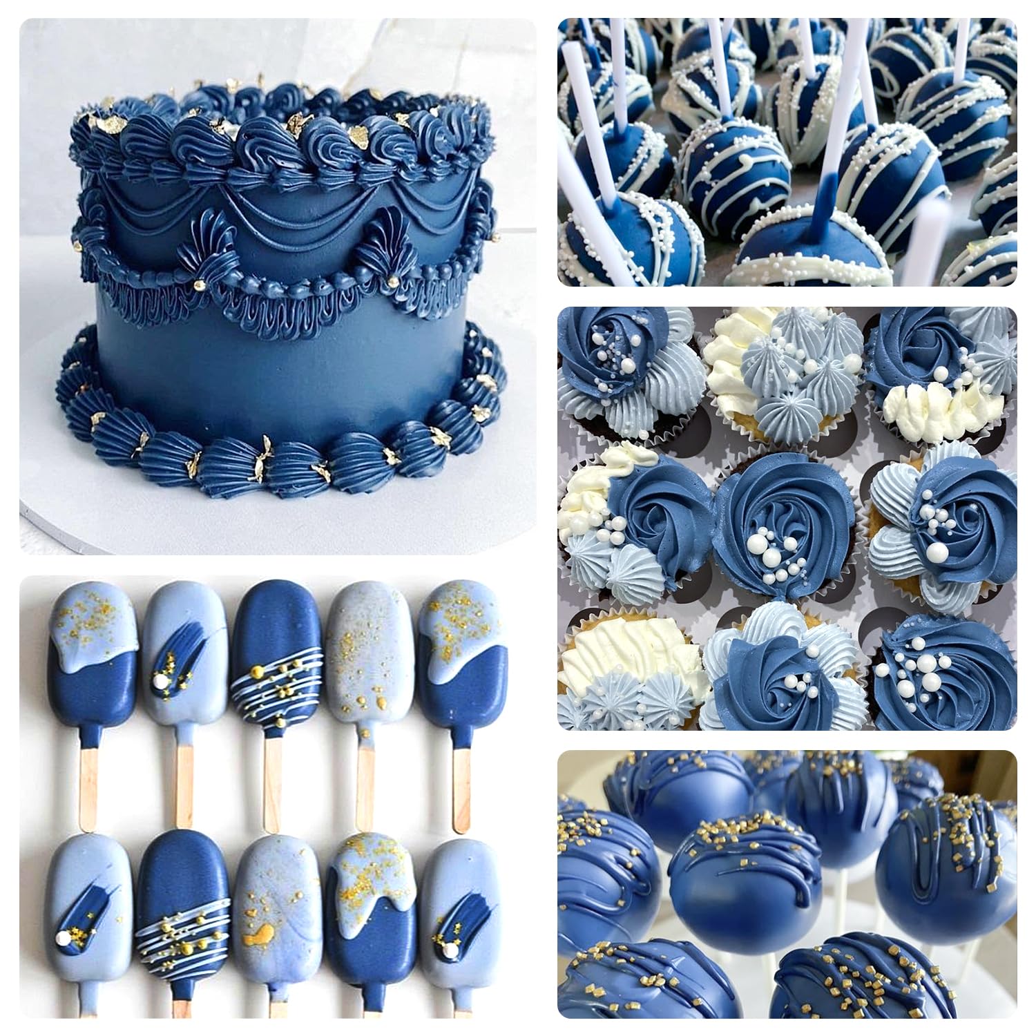 Pandalab dyed buttercream swirl highlighting even navy tint and stable icing consistency