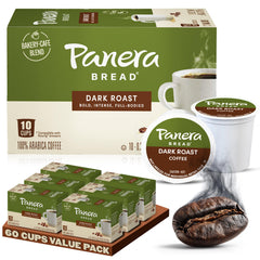 Panera front packaging showing 60 pods and bold dark roast convenience