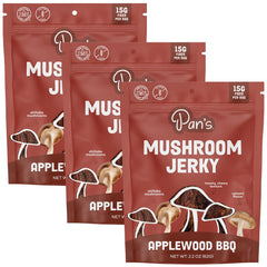 Pan's front packaging showing Applewood BBQ jerky and benefits portable snack