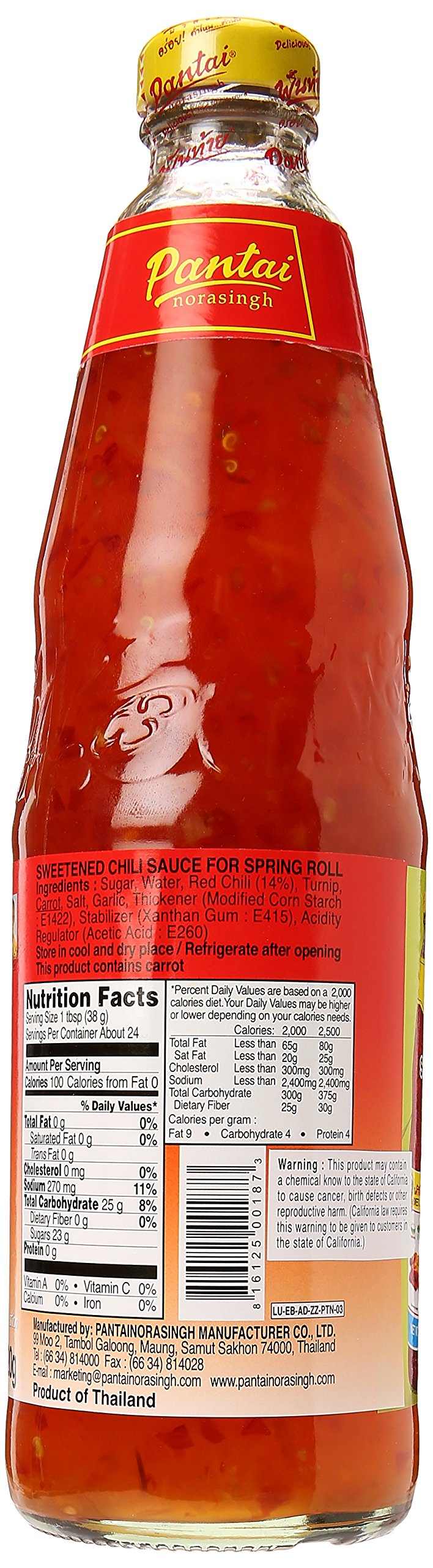 Pantai bottle beside a plate of spring rolls showing serving suggestion and flavor boost