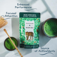 Pantenger matcha latte in a cup showing creamy froth and vibrant color