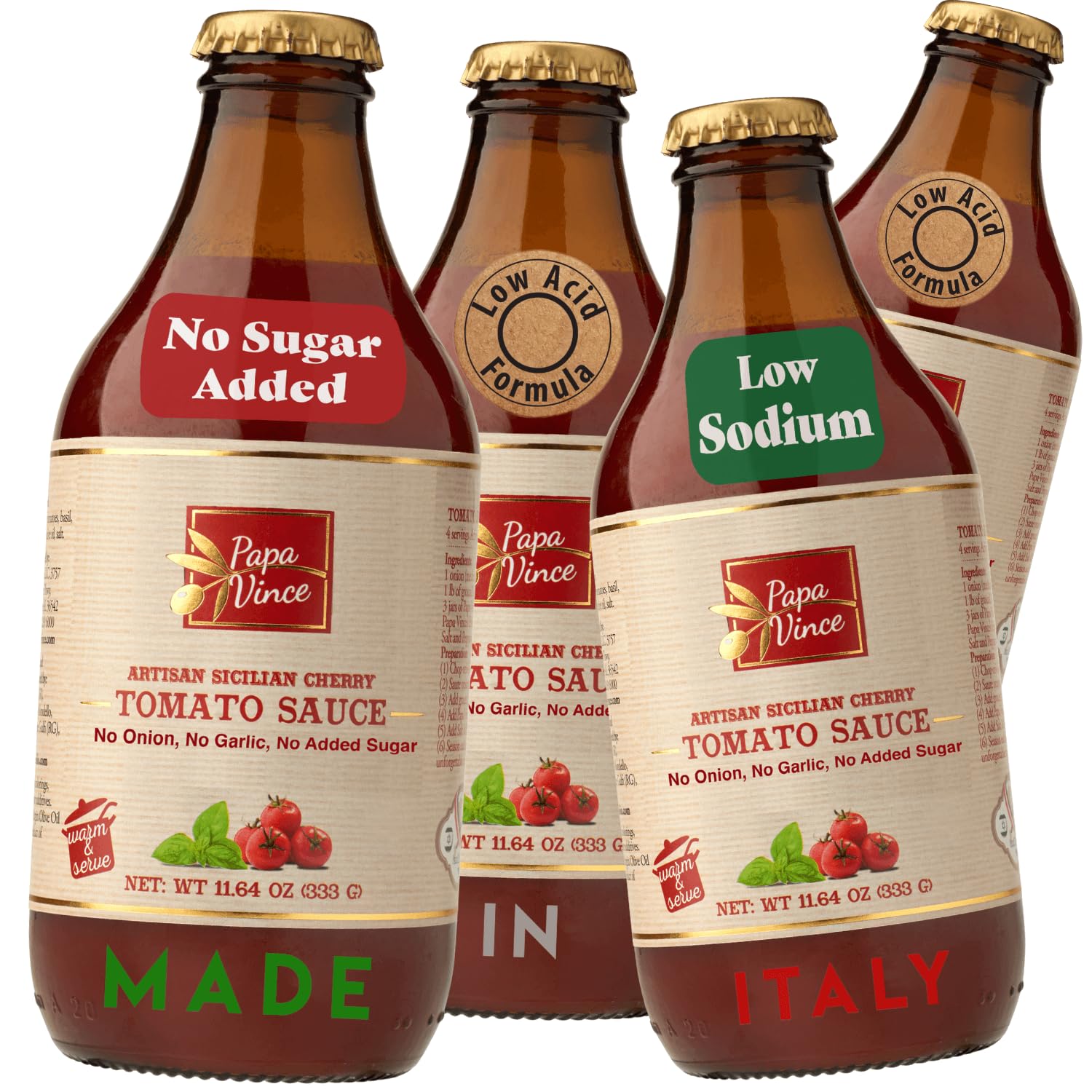 Papa Vince front jar view showing clean label and Italian origin benefit