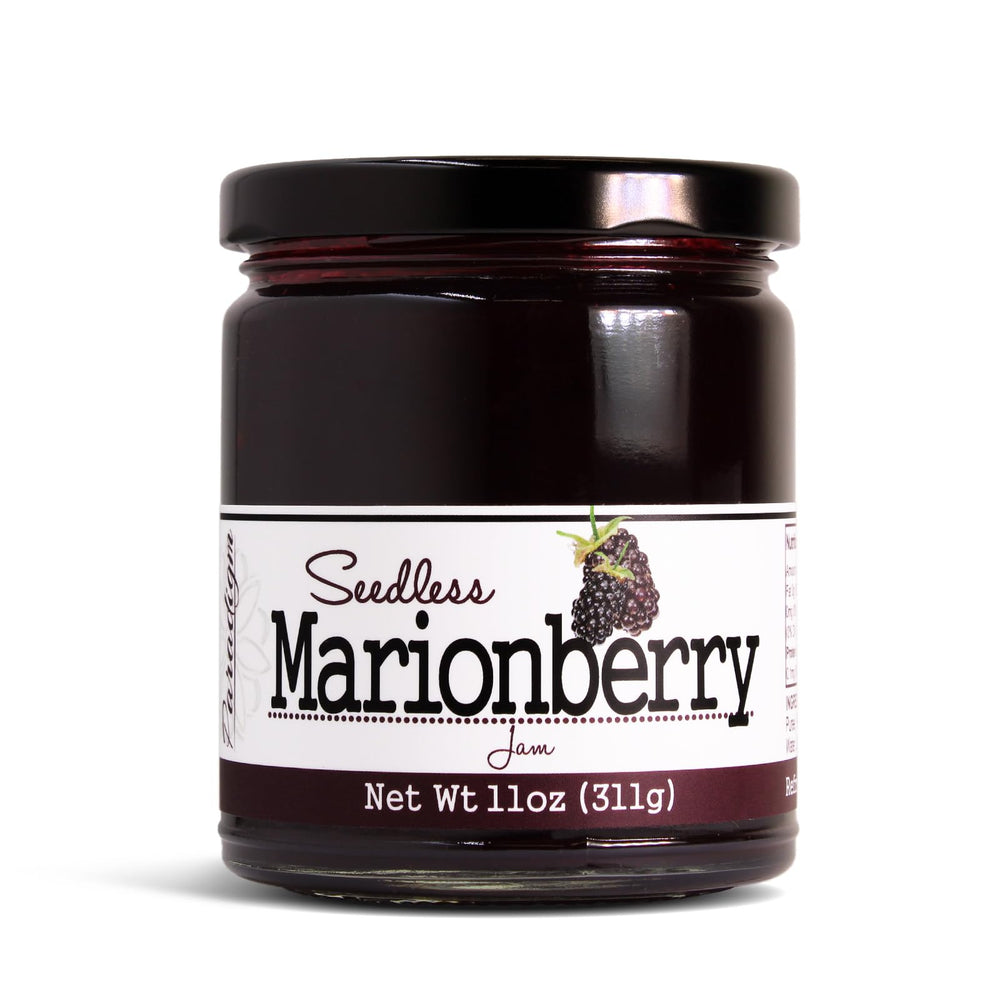 Paradigm Foodworks front jar view showing brand and smooth marionberry spread benefit