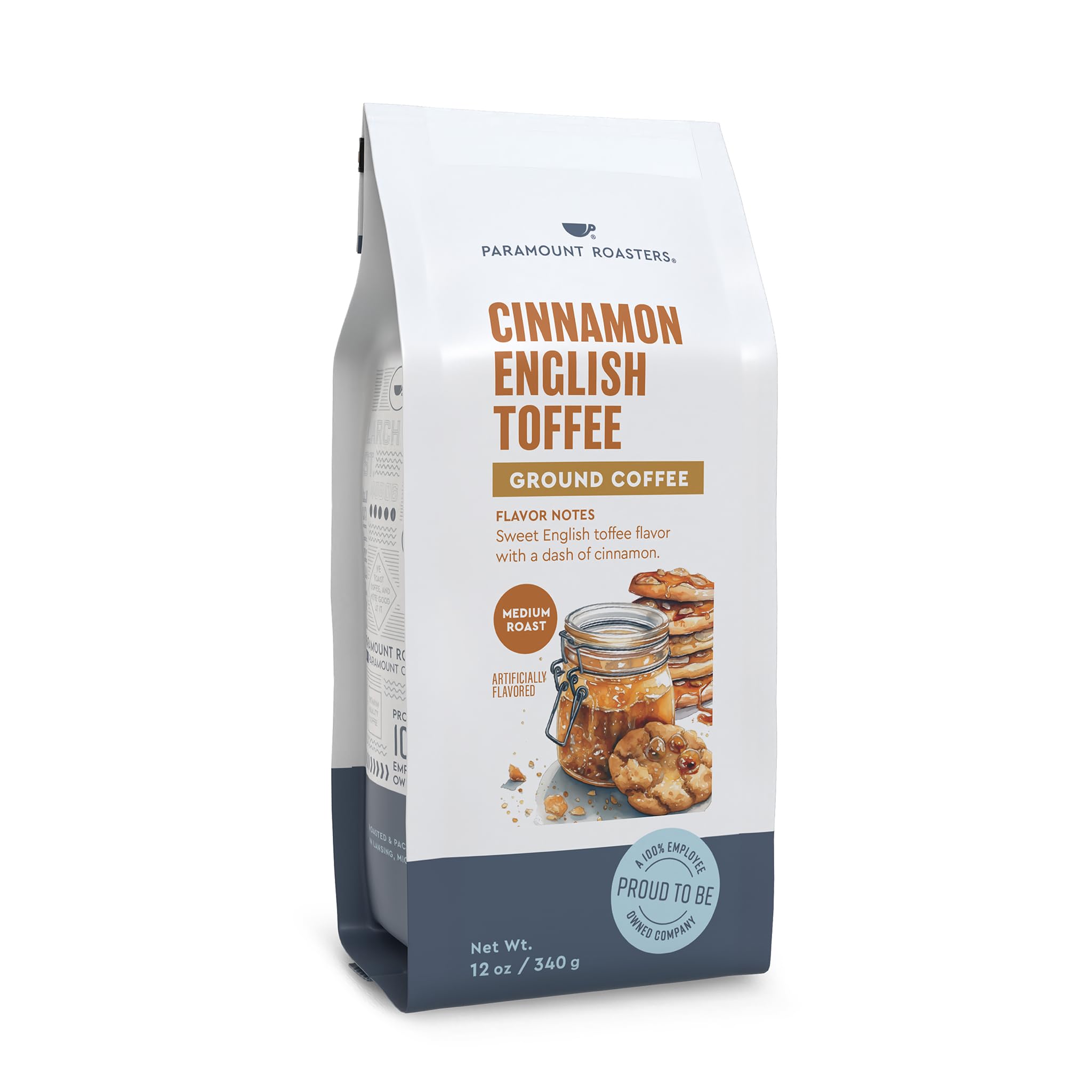 Paramount Roasters back packaging close-up of vacuum seal and product details benefits