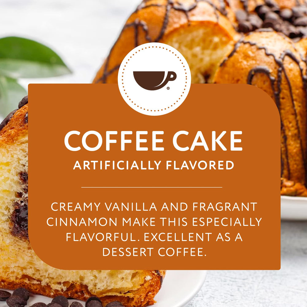 Paramount Roasters brewed cup on table with steam, highlighting warm coffee cake flavor