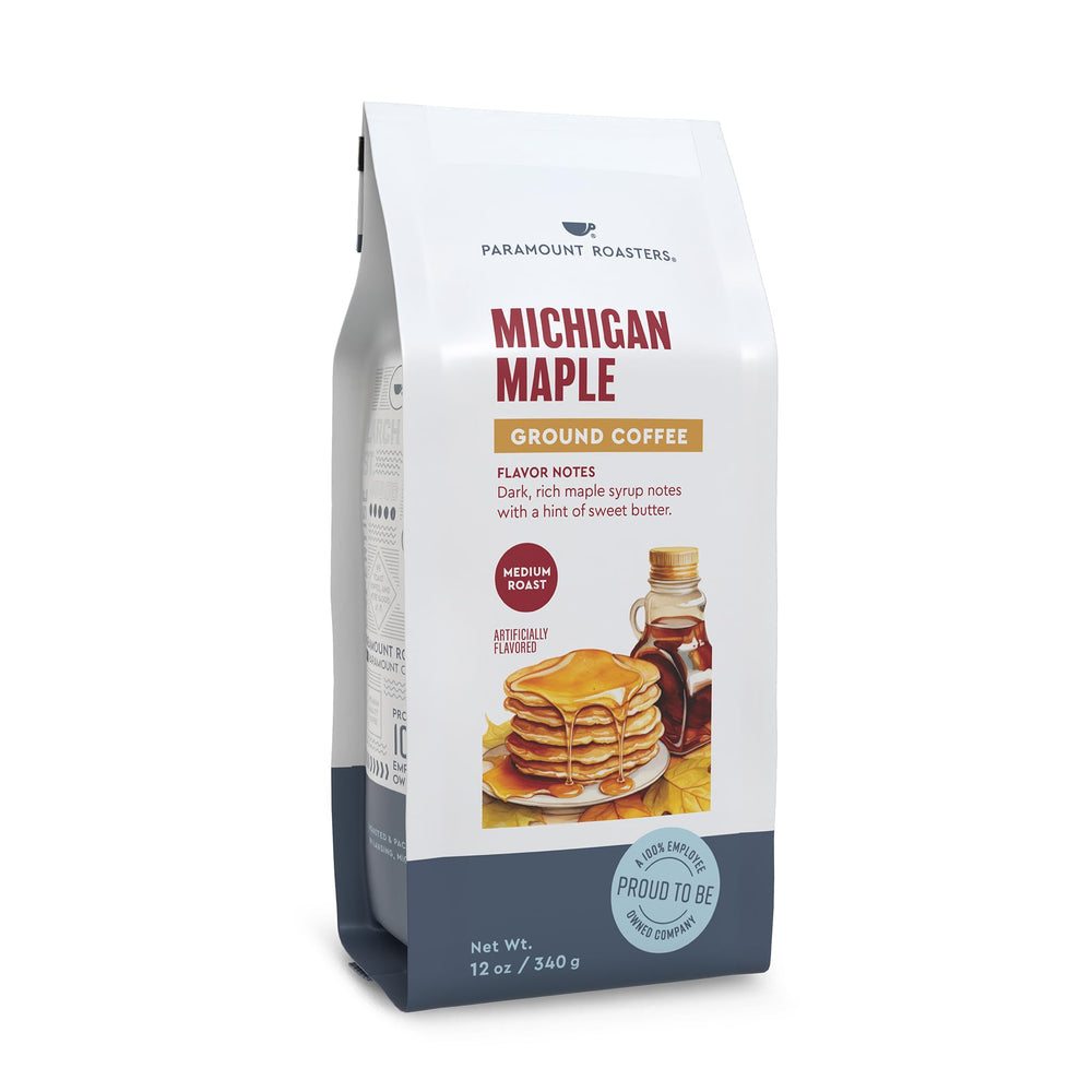 Paramount Roasters front packaging showing 12oz bag and maple branding for giftability
