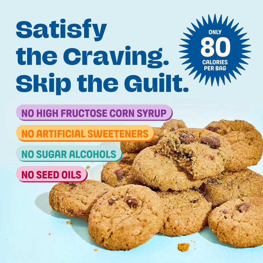 Partake cookie top view revealing chocolate chips and craveable appearance