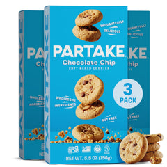 Partake front packaging showing allergy-free credentials and convenient boxes