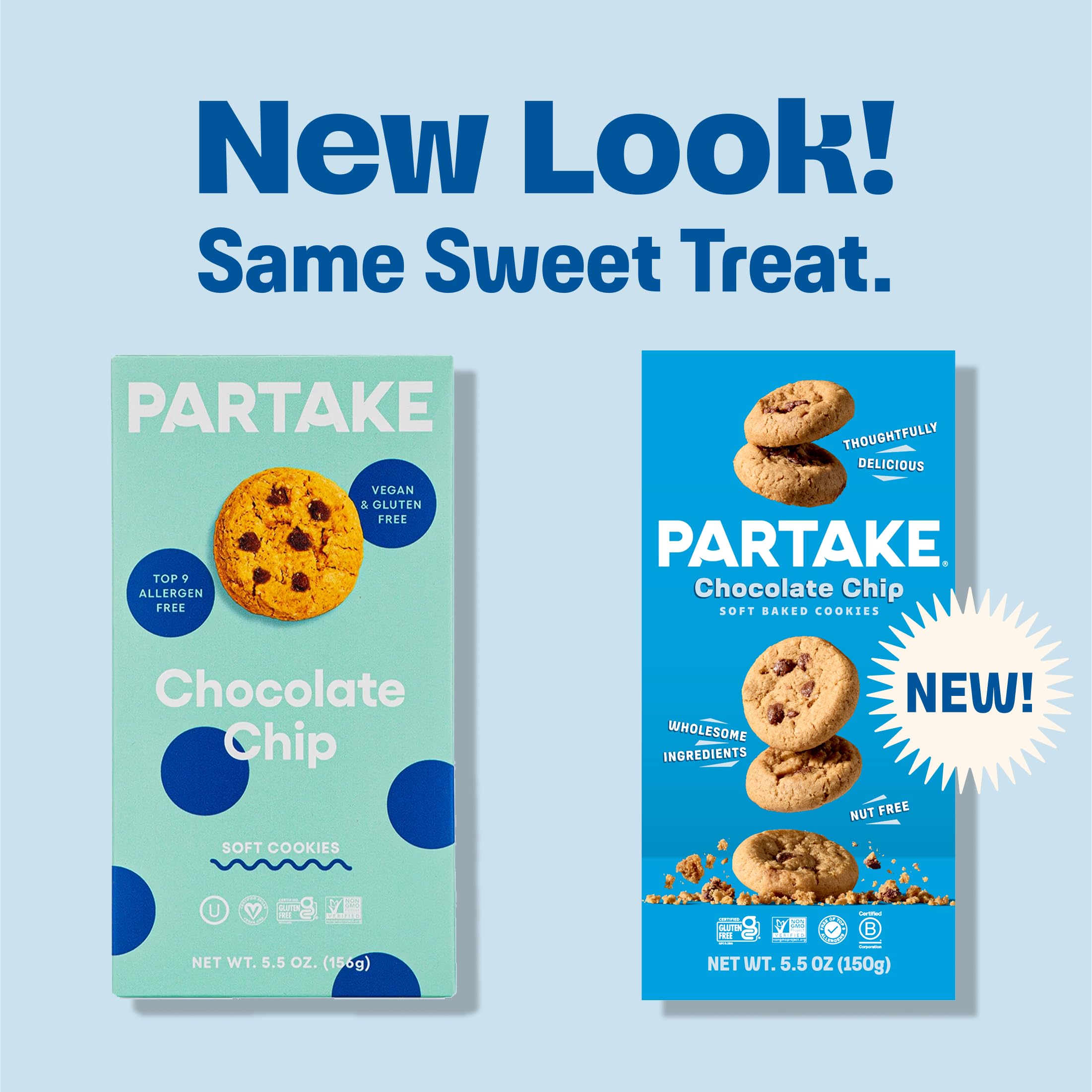 Partake open box with multiple cookies indicating shareable, snack-ready packaging