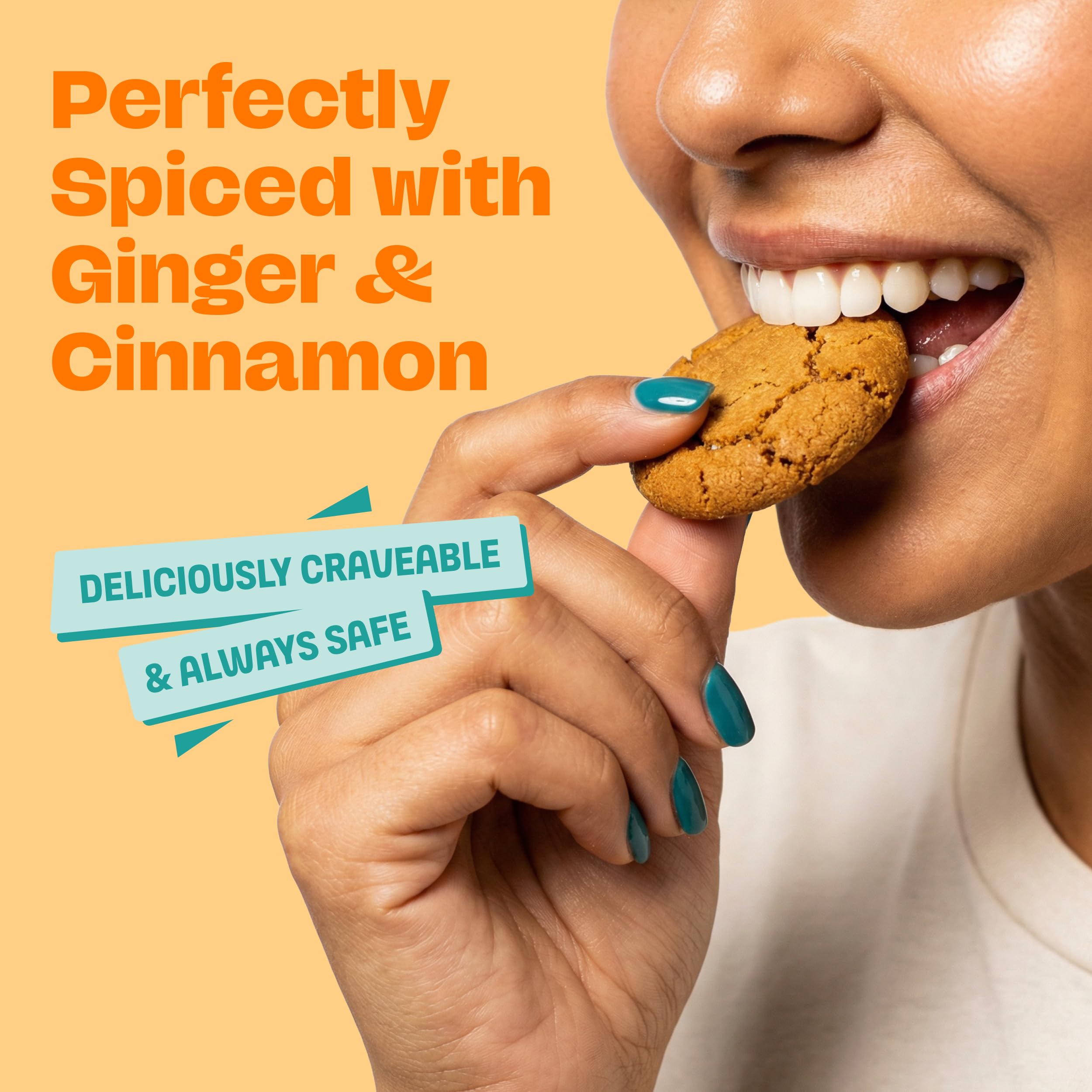 Partake crunchy ginger snaps arranged on ceramic plate indicating snack-ready appeal