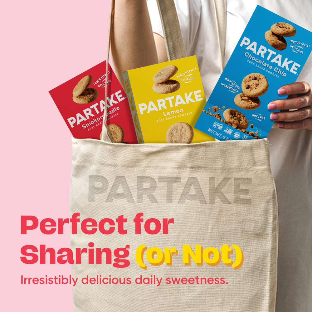 Partake three 5.5oz boxes stacked to show size and shareable packaging