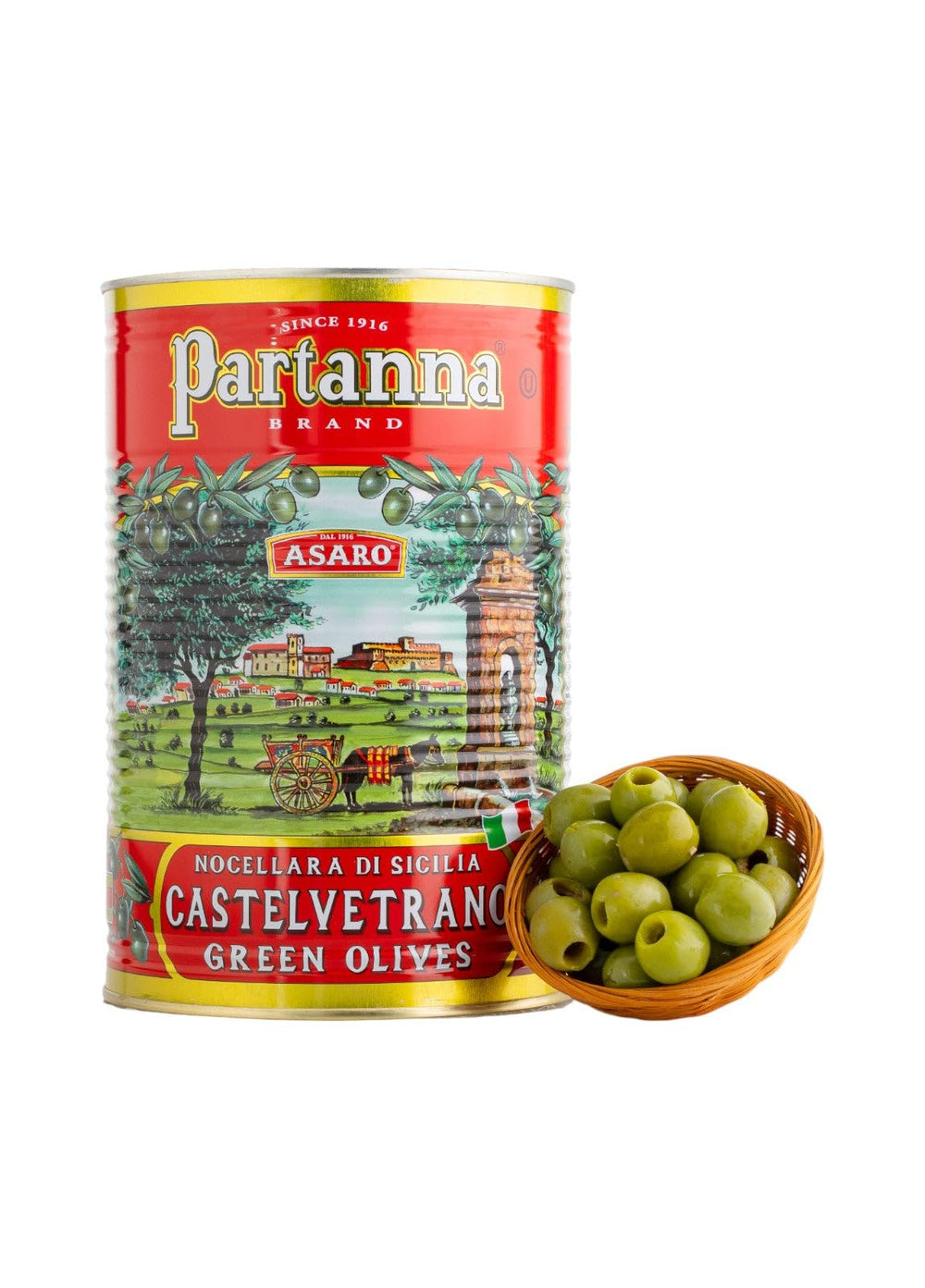 Partanna front can showing label and premium Italian packaging benefit convenience