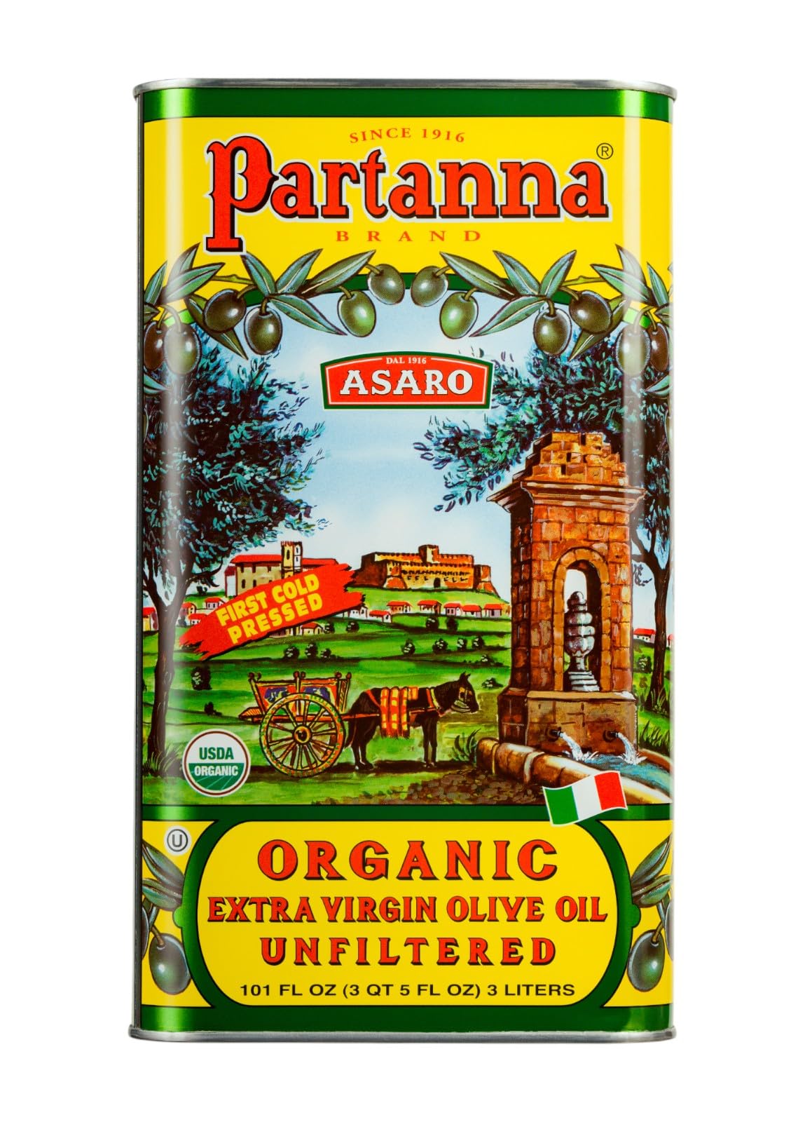 Partanna 3L bottle next to a wine bottle to show scale and value for kitchens