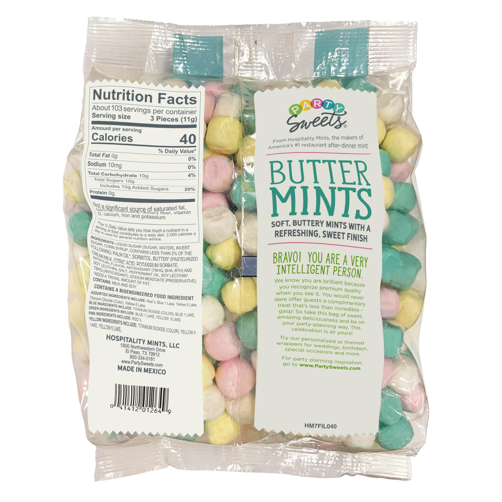 Party Sweets close-up bowl of buttermints highlighting soft texture and rich buttery flavor