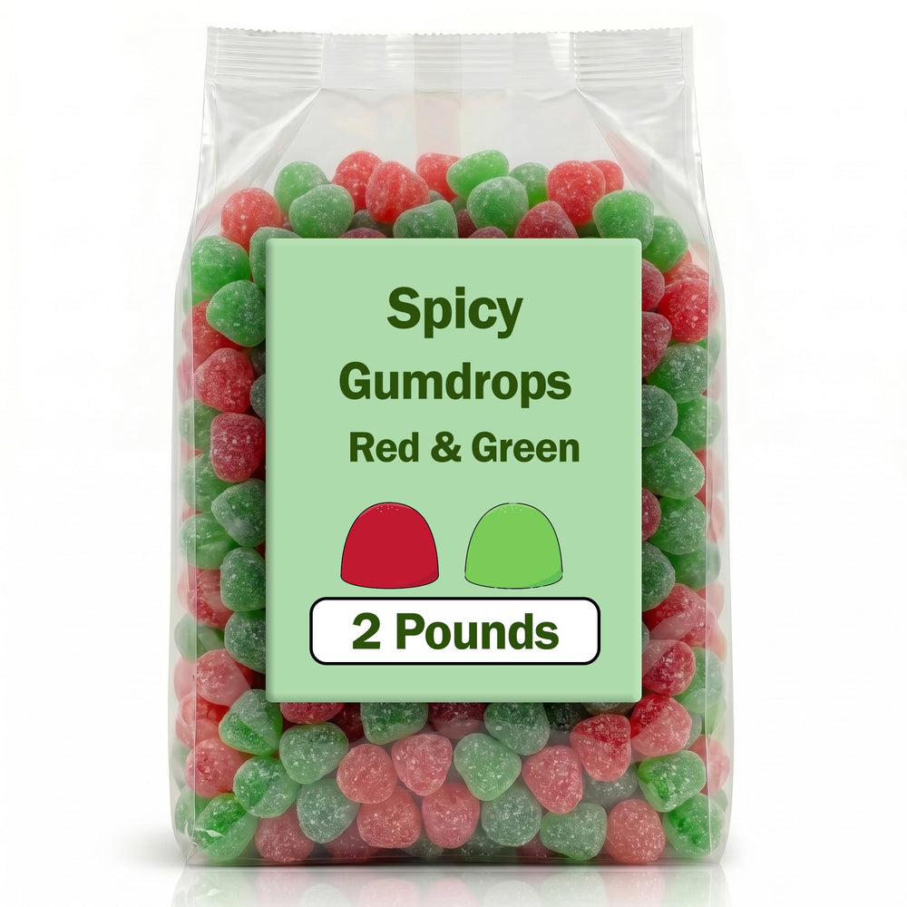 Partypom front packaging showing red and green gumdrops and festive appeal