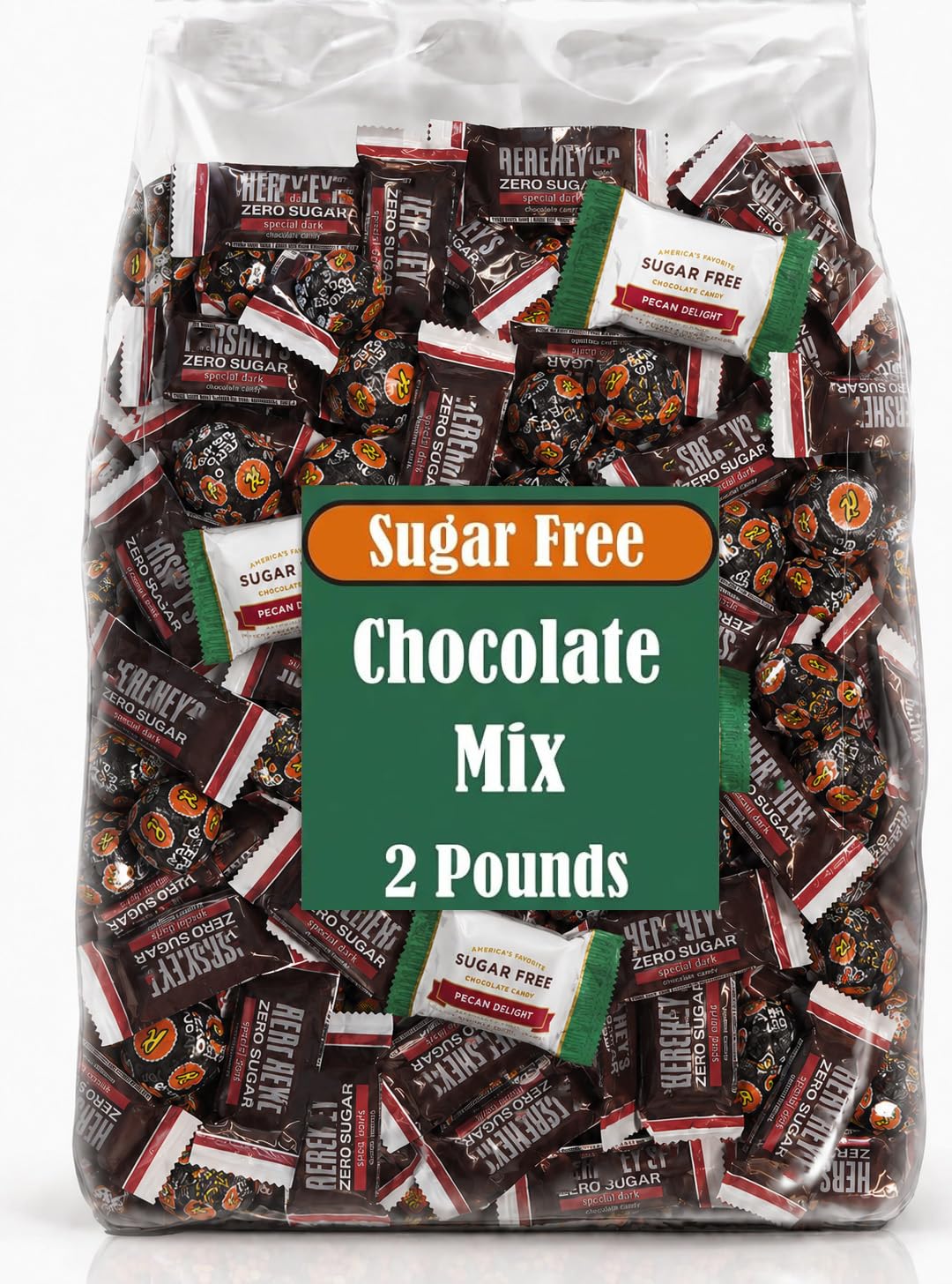 Partypom front packaging showing variety and portion‑controlled sugar free chocolates