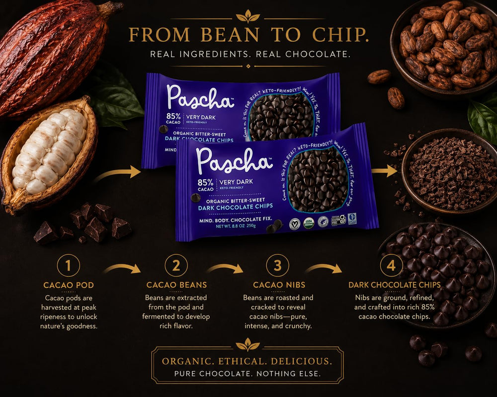 Single Pascha bag opened to show chip size and convenient resealable portioning