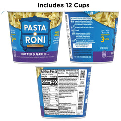 Pasta Roni open cup close-up showing rotini texture and creamy butter garlic sauce benefit