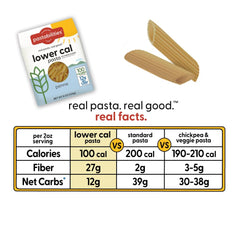 pastabilities penne plated with tomato sauce showing satisfying low-calorie meal