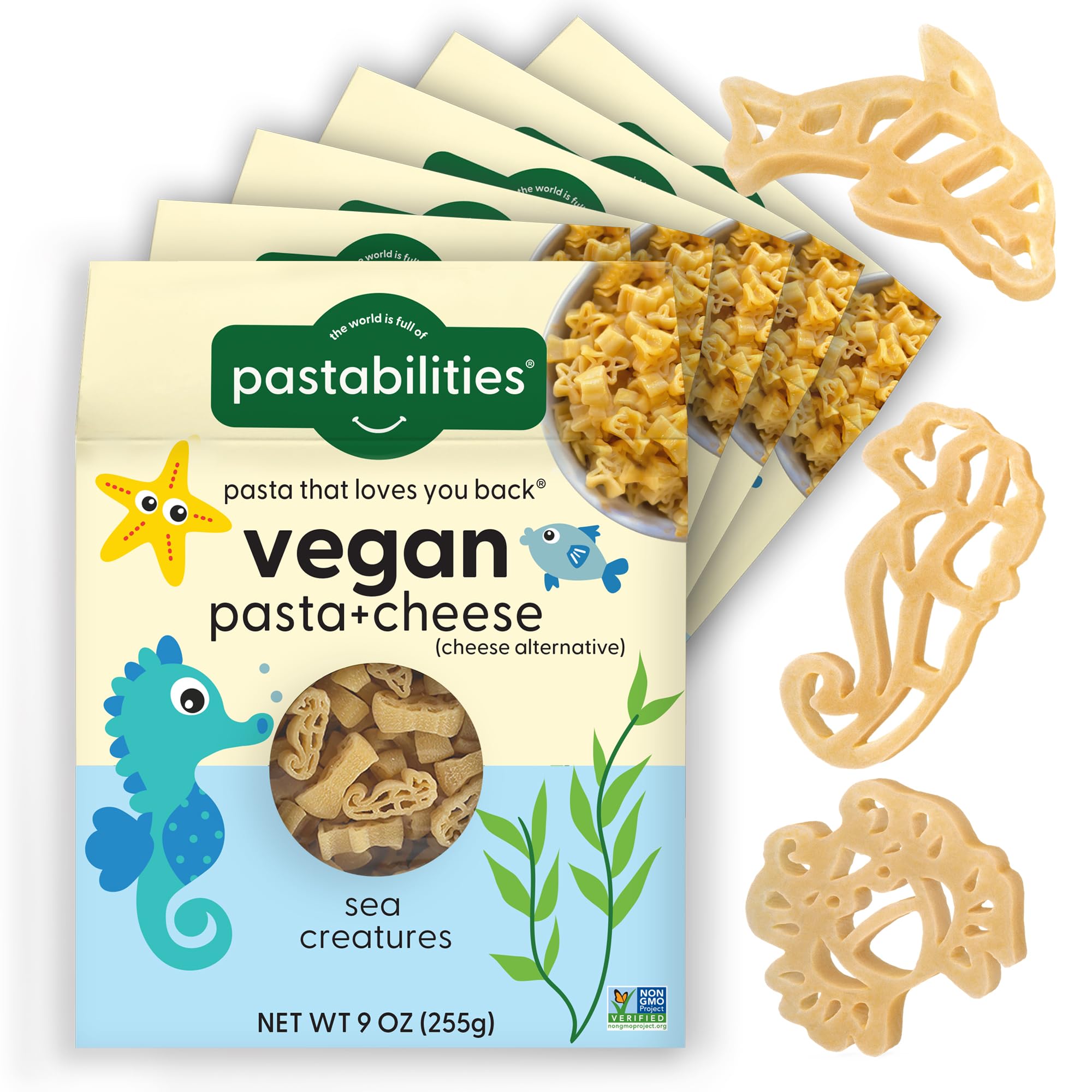 Pastabilities front packaging showing under the sea shapes and family size benefits