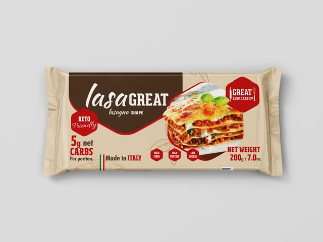 PastaGreat lasagna front packaging showing product and Italian origin benefits