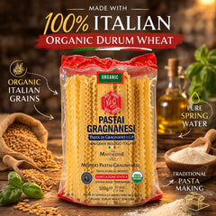 Close-up of Mafaldine ruffled edge by Pastai Gragnanesi showing sauce-clinging texture