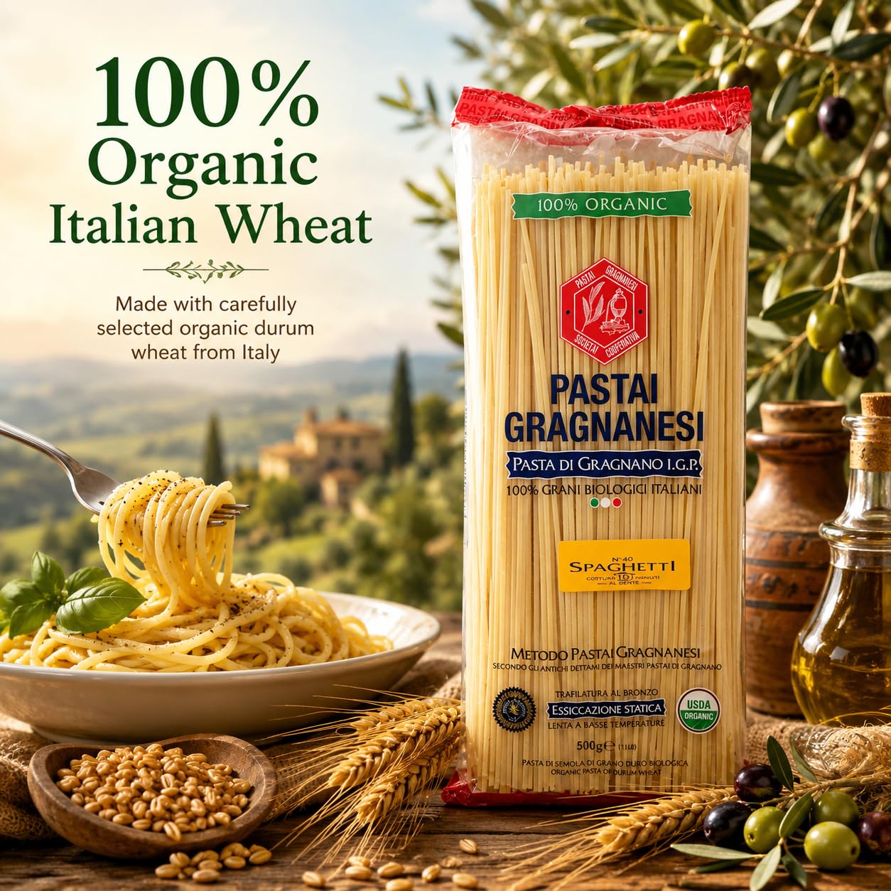 Pastai Gragnanesi close-up of spaghetti texture for superior sauce grip