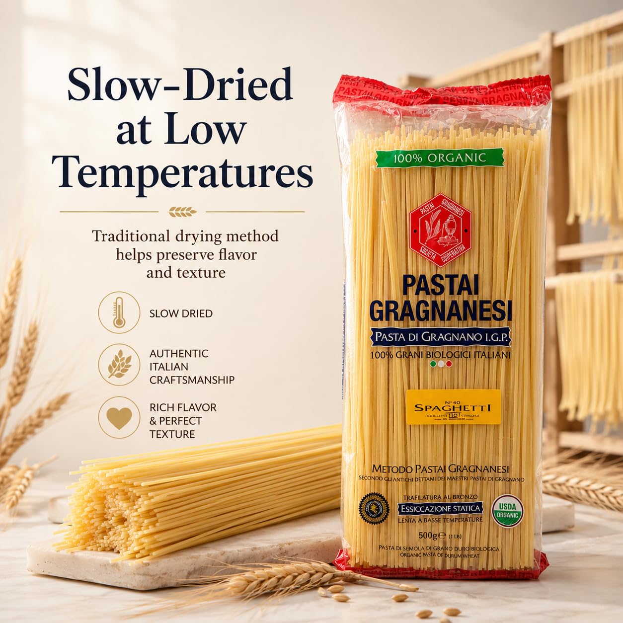 Pastai Gragnanesi portion next to measuring scale for accurate serving size