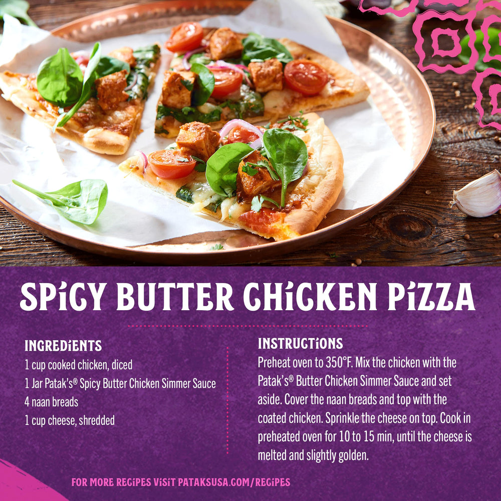 Plated butter chicken with naan, Patak's sauce delivers restaurant-style family meal