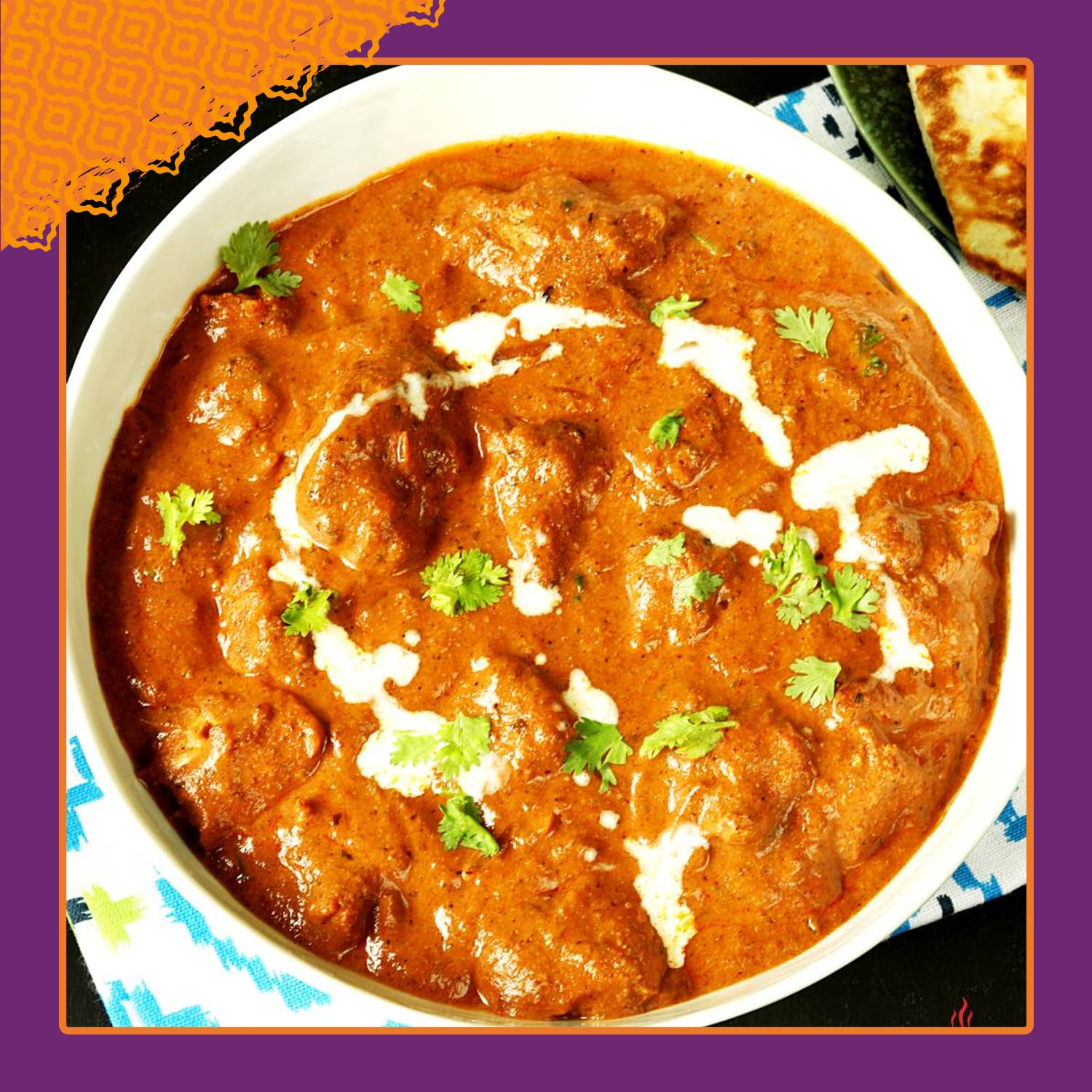 Patak's sauce simmering with chicken in pan showing quick stovetop dinner