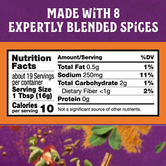 Patak's label close-up highlighting ingredients and vegan, gluten-free benefits