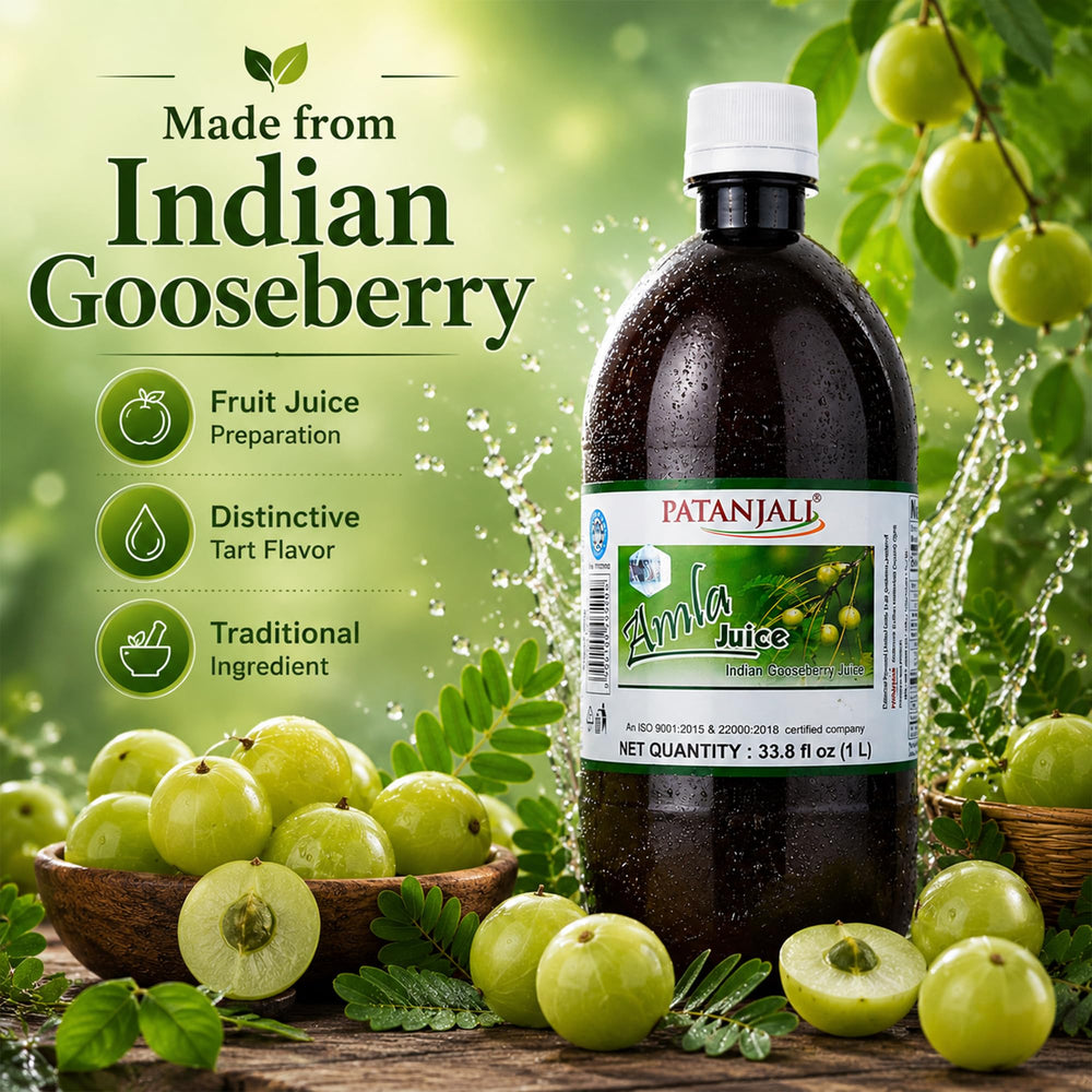 patanjali ingredient label close-up showing amla as primary ingredient