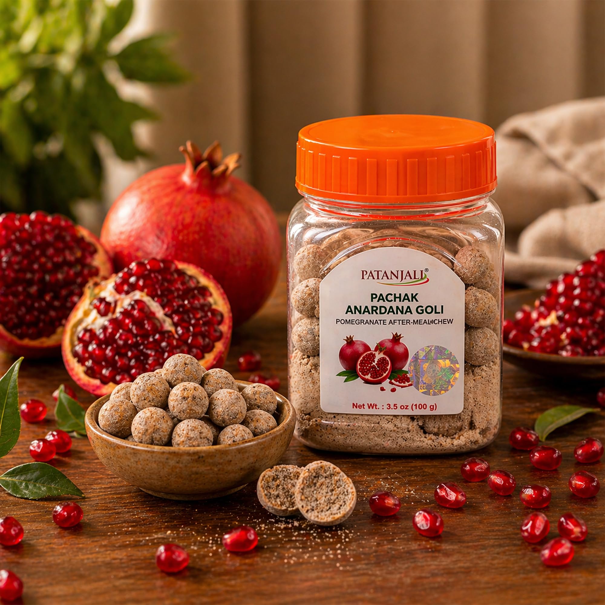 patanjali jar tucked in a travel pouch for portability and on-the-go use