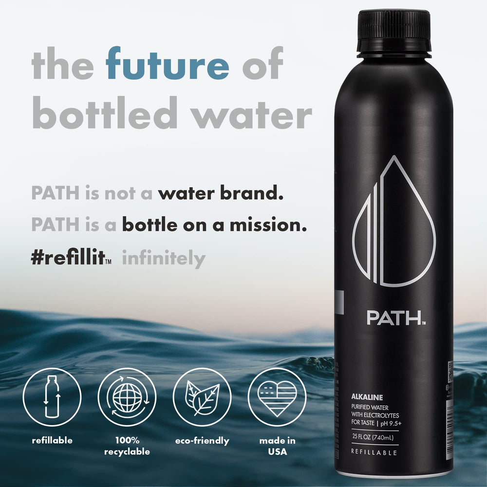 PATHWATER close-up of sealed cap highlighting leak-resistant closure benefit