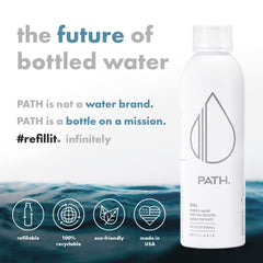 PATHWATER cap and neck close-up highlighting leakproof design and safety