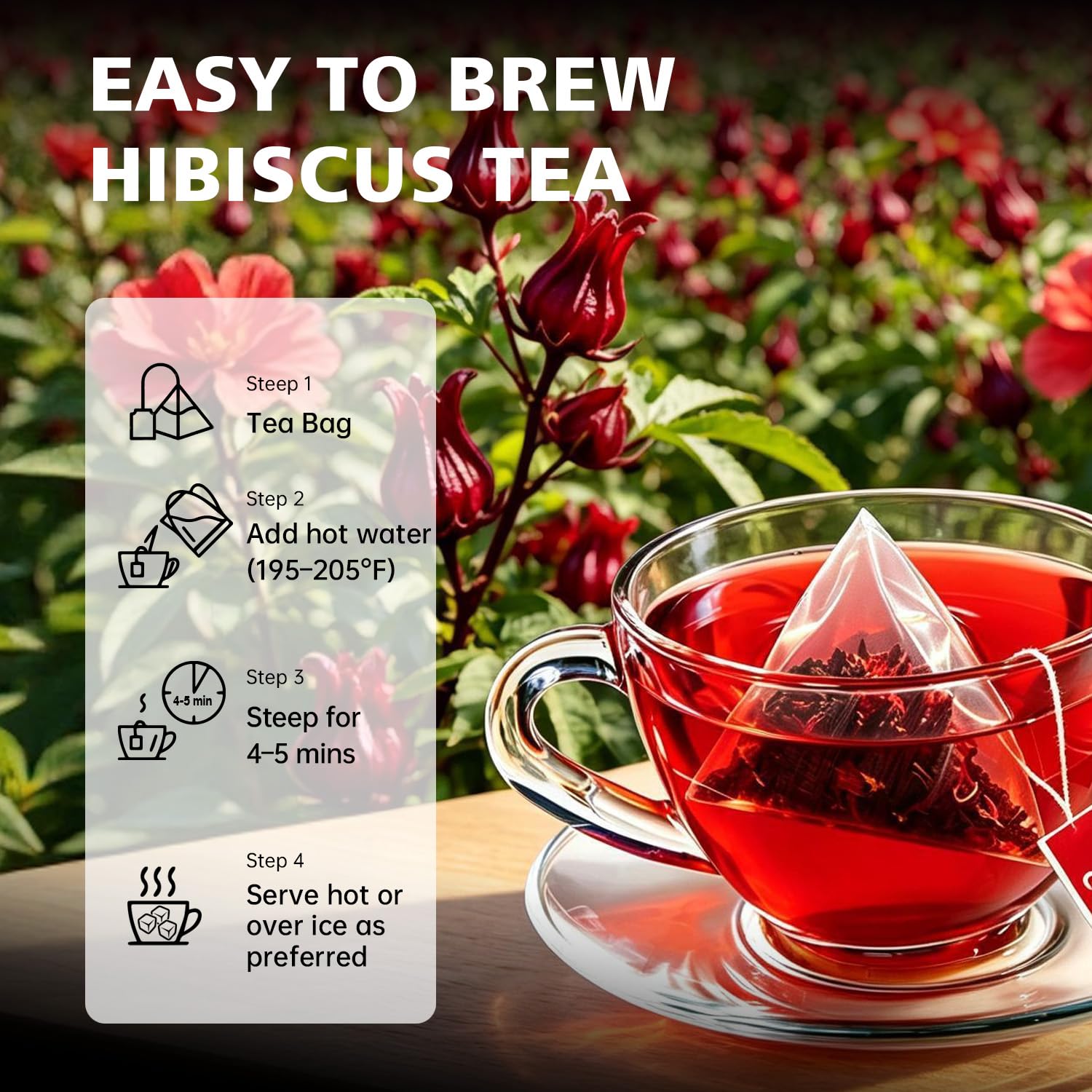 Served glass of Patiosio hibiscus tea in a cozy setting promoting daily enjoyment