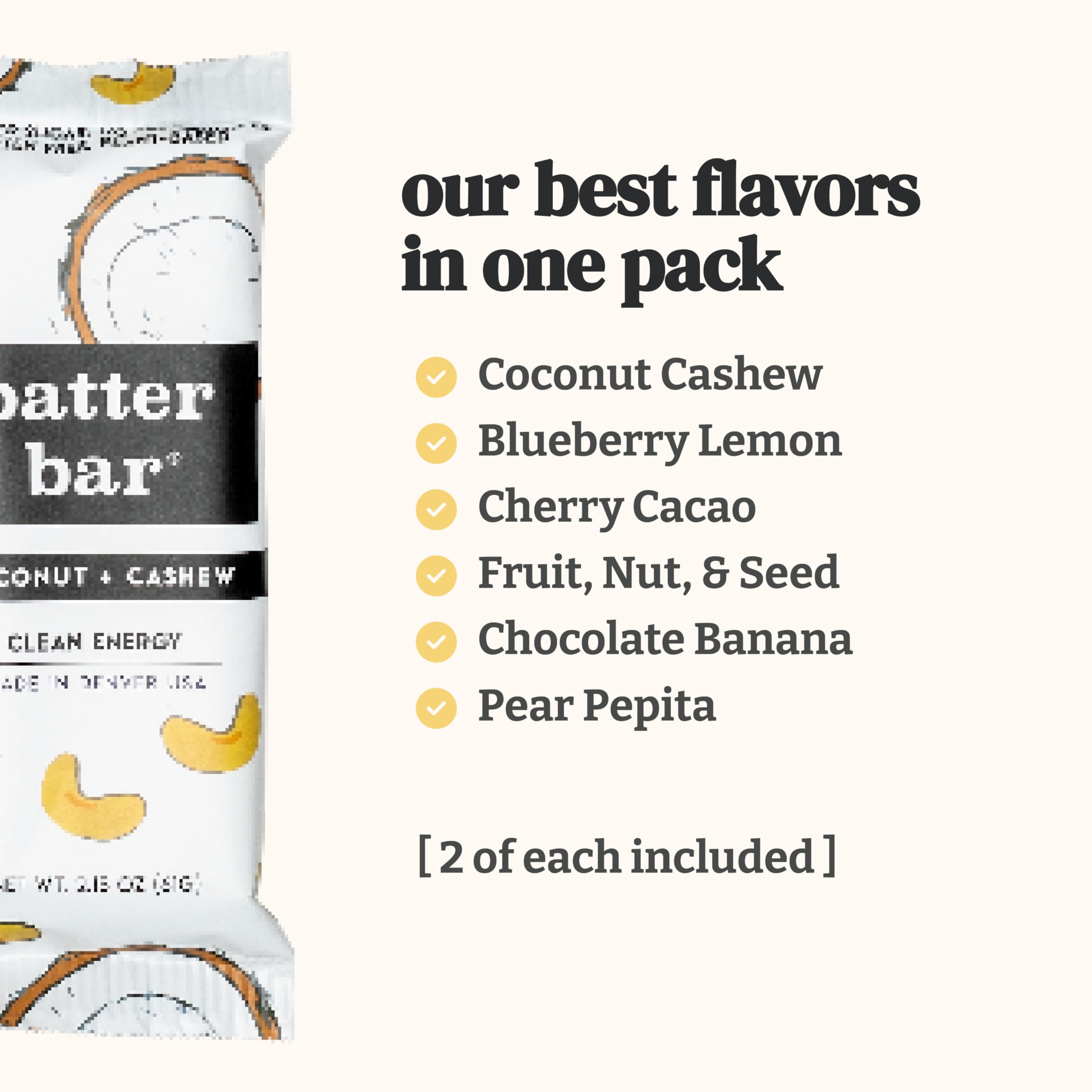 Patter Bar nutrition label close-up showing clean ingredients and dietary benefits