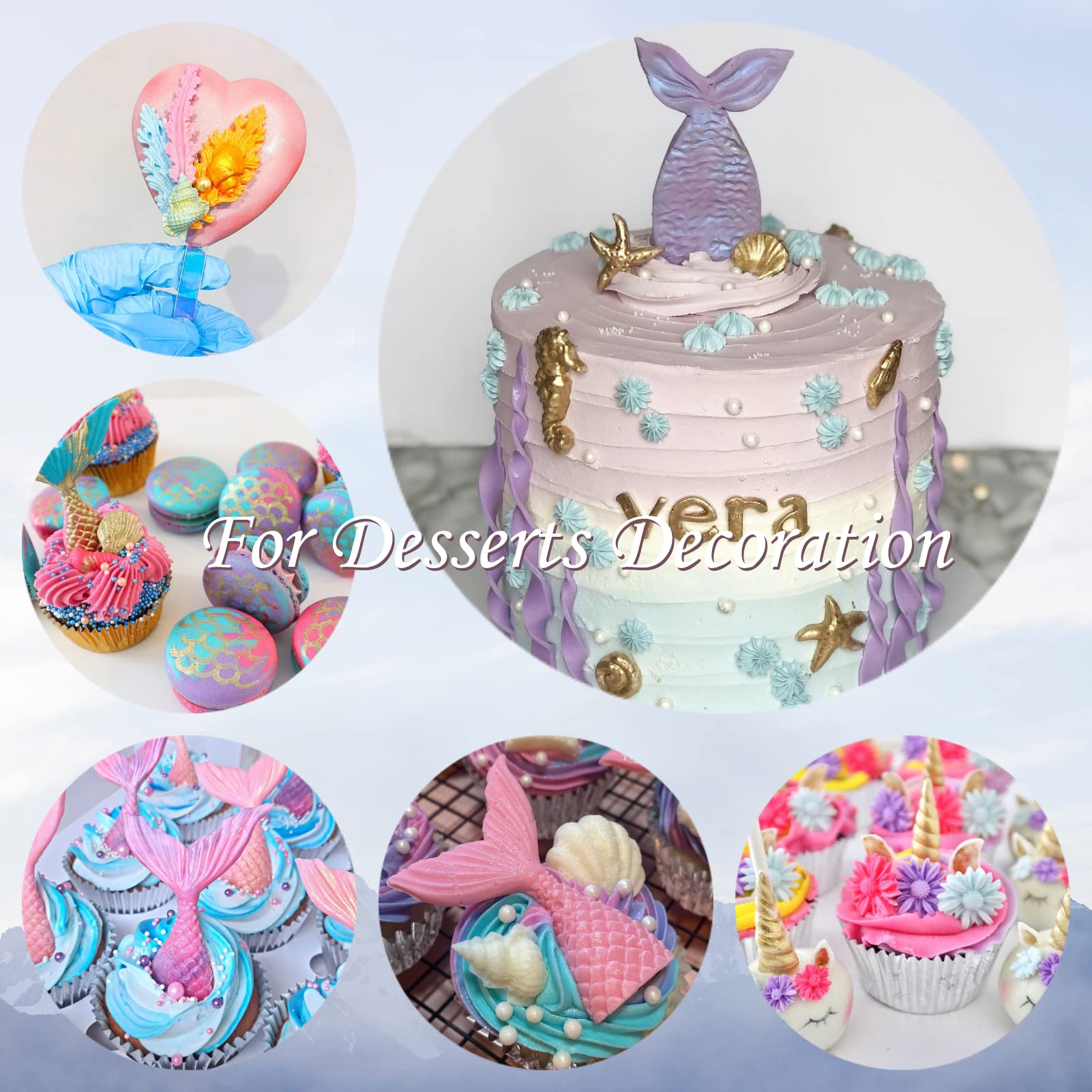 PAVADOR brushing luster dust onto cake for eye-catching shimmer effect