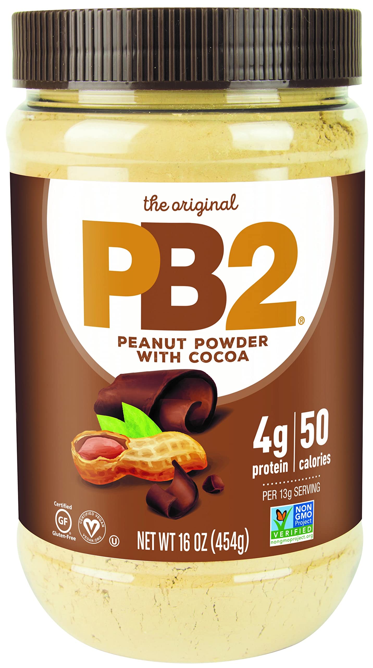 PB2 cocoa front packaging showing branding and product benefits