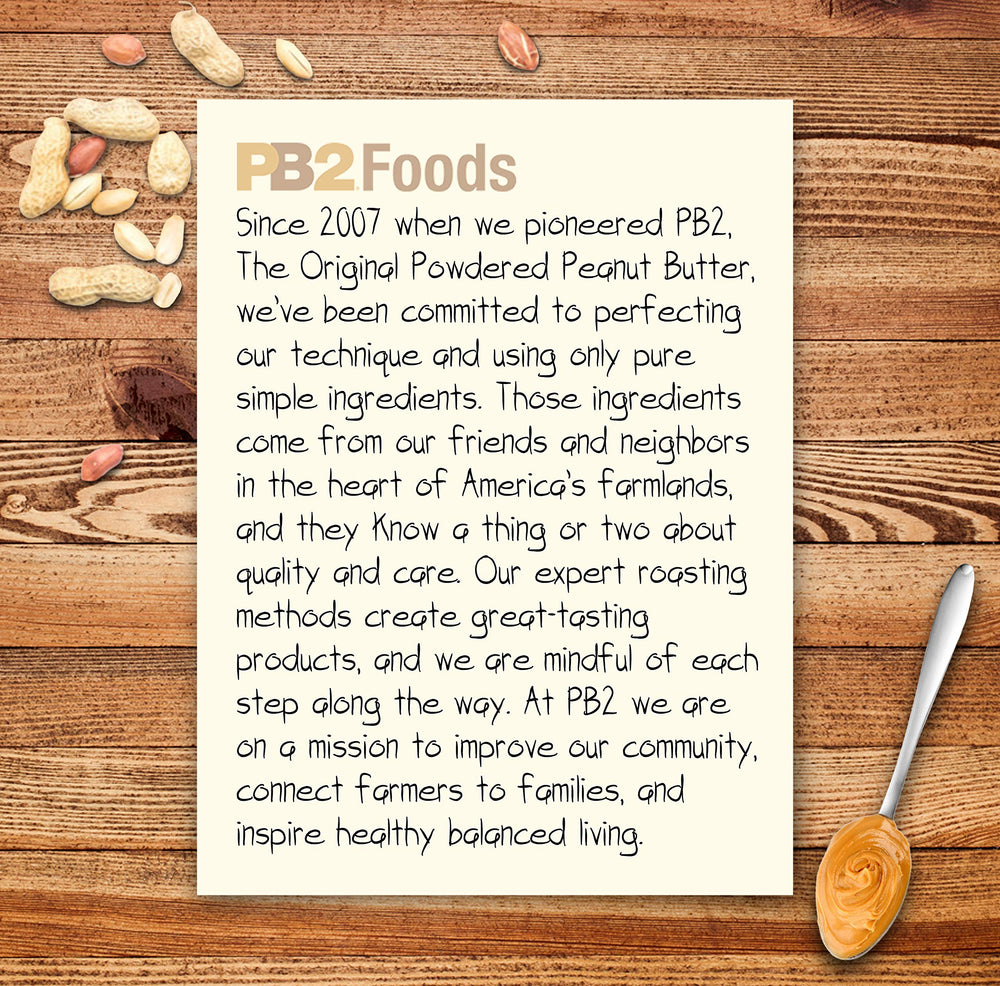 PB2 pouches in a kitchen setting showing versatile use in meals and convenience benefit