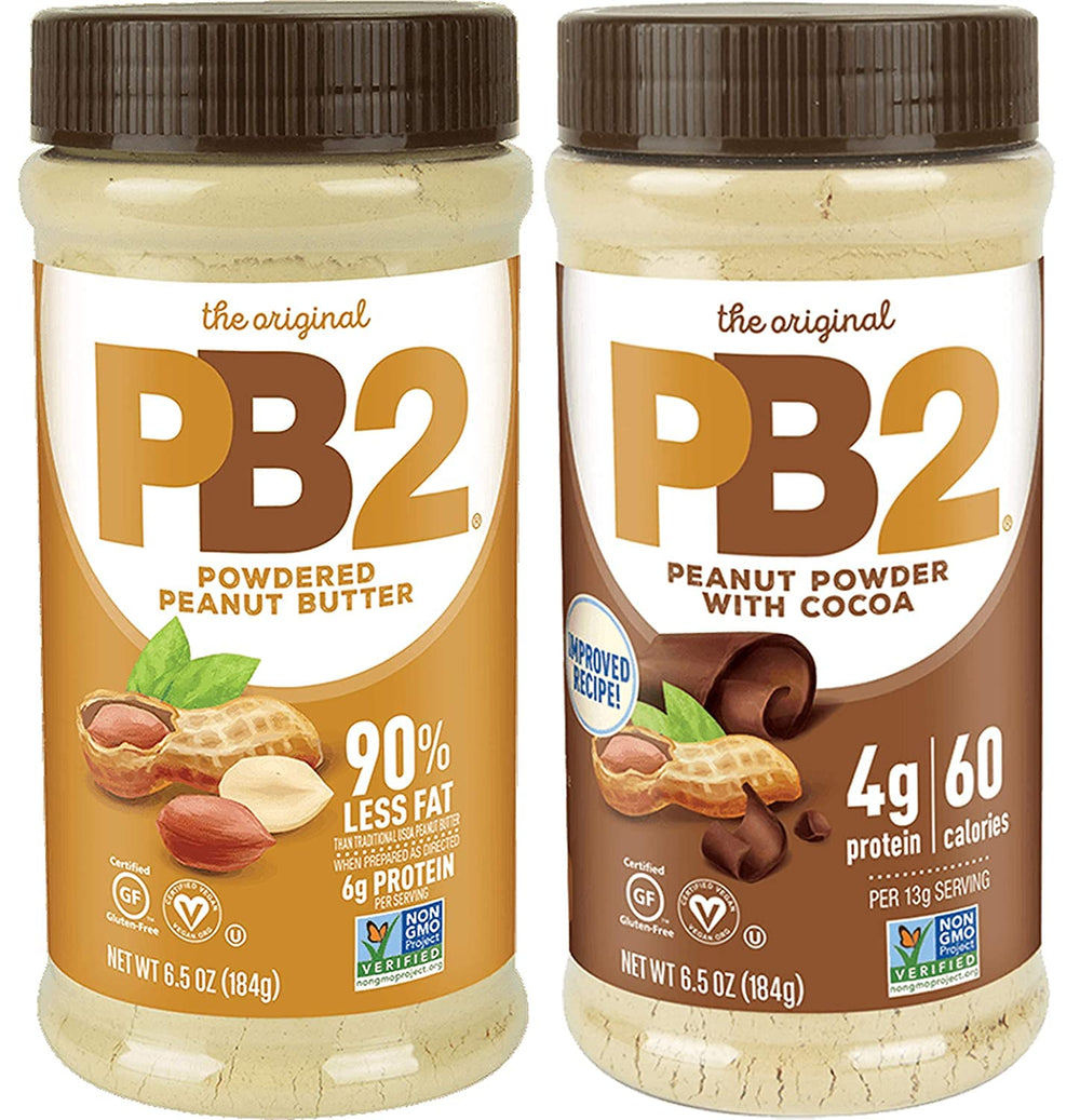PB2 front packaging showing both jars and a clear low fat benefit