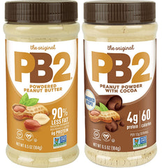 PB2 front packaging showing both jars and a clear low fat benefit