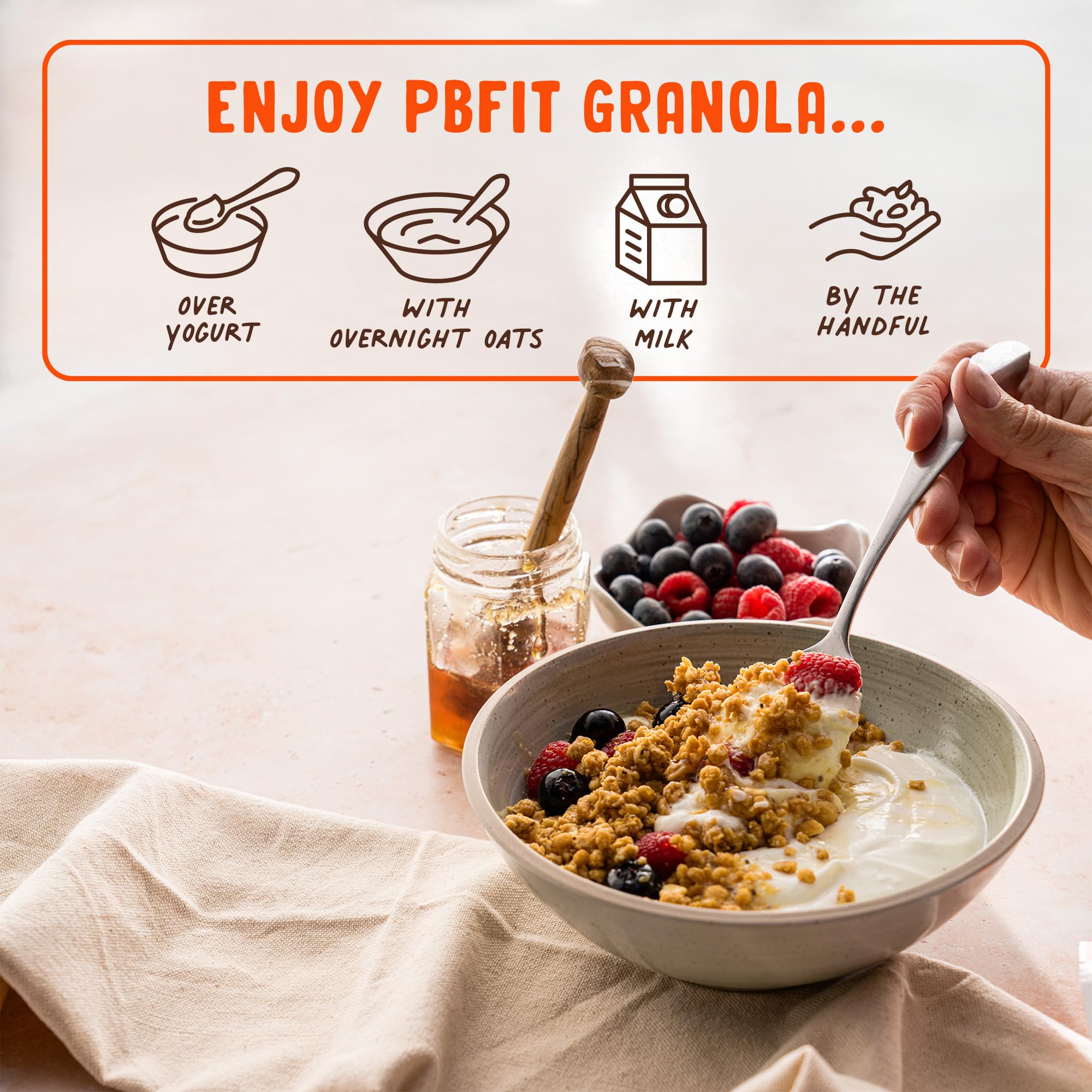 PBfit bowl with milk breakfast scene illustrating quick, protein-rich morning option