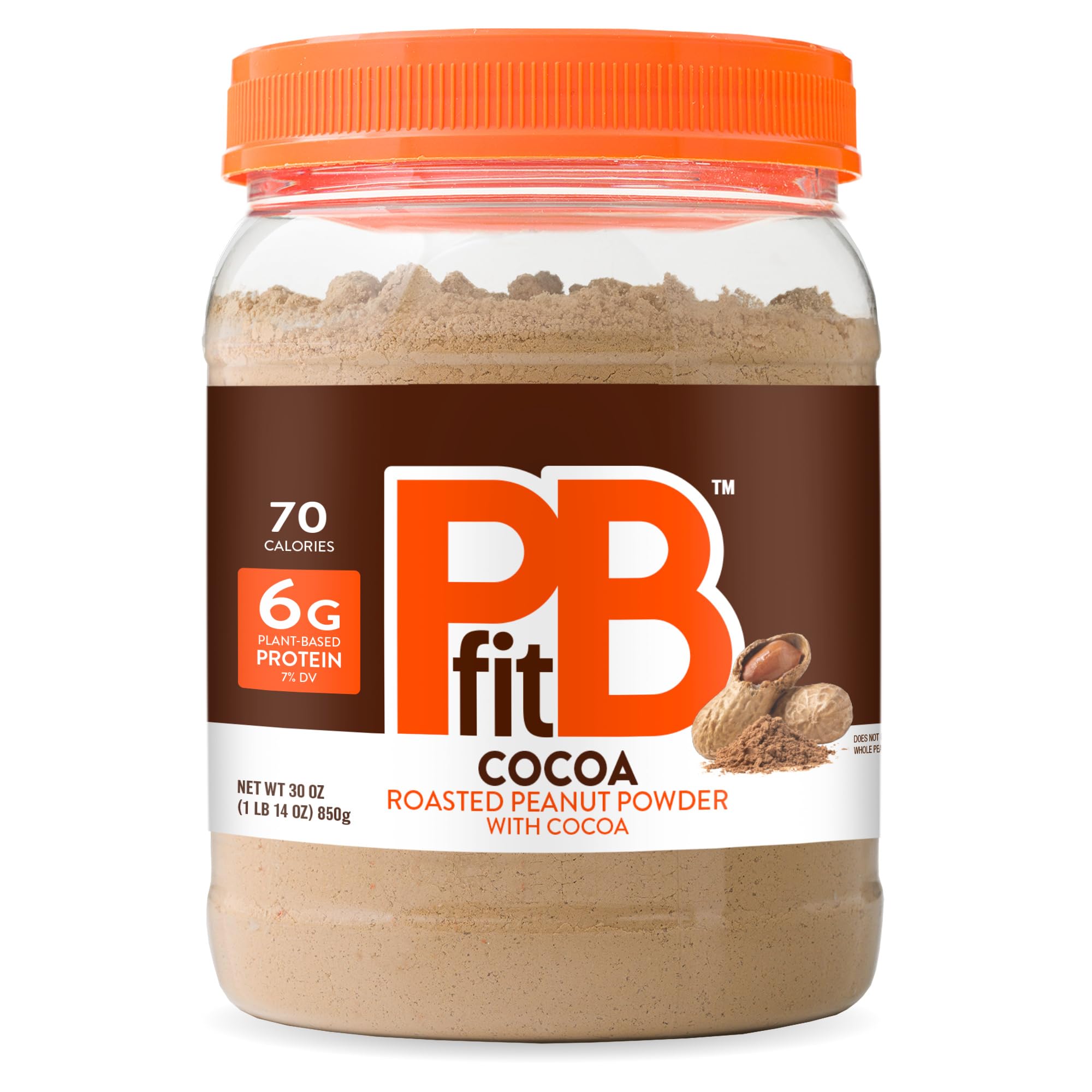 PBfit cocoa front canister showing packaging and size benefit