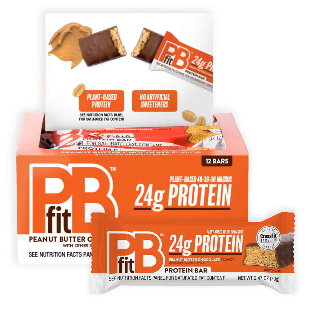 PBfit front packaging showing peanut butter chocolate flavor and protein benefit