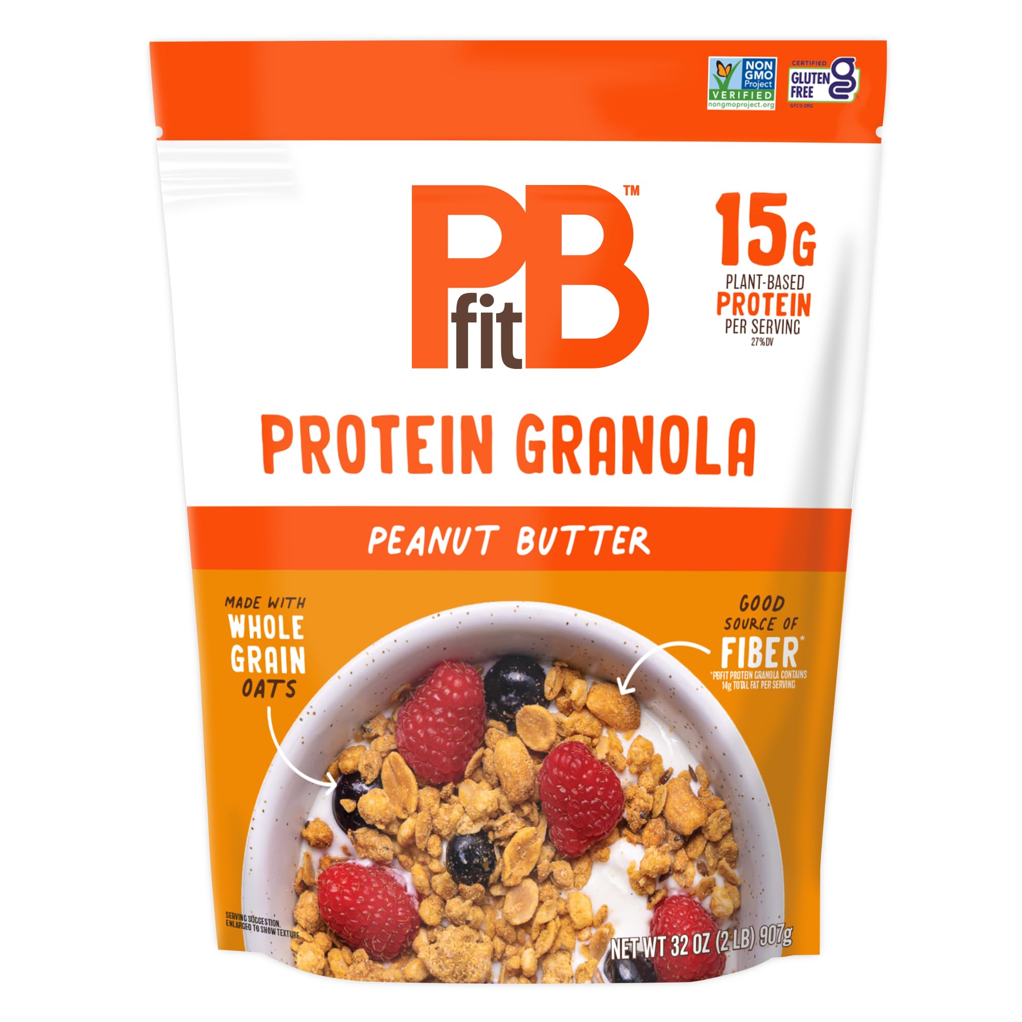 PBfit front packaging showing peanut butter crunch and 15g protein benefit